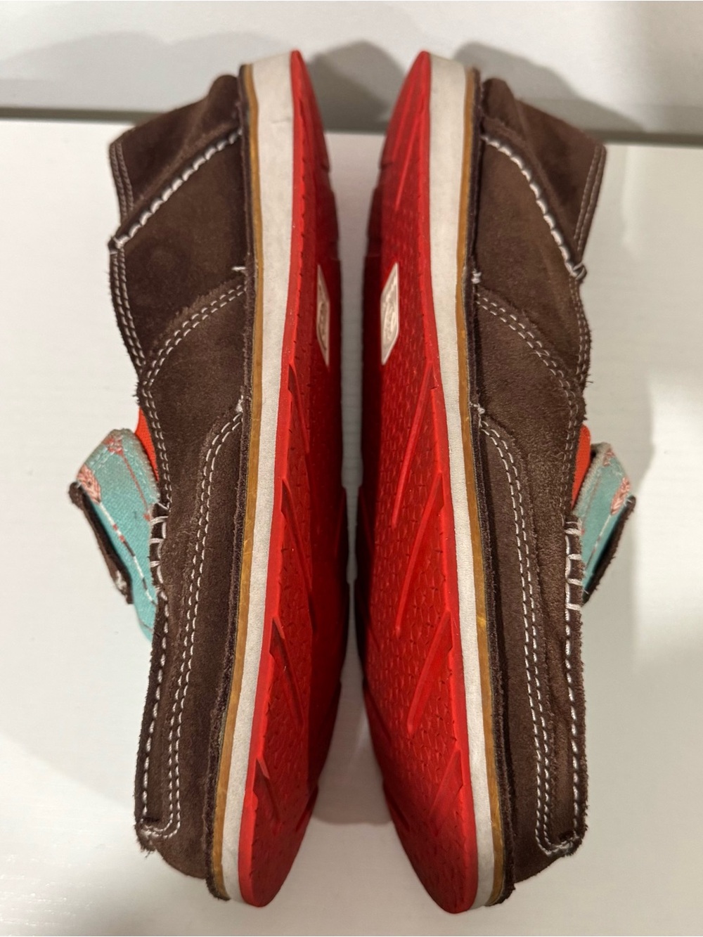 Ariat Ladies Turquoise Leather Arrow Cruisers Canvas Slip-On Loafers Size 9 - Picture 3 of 7